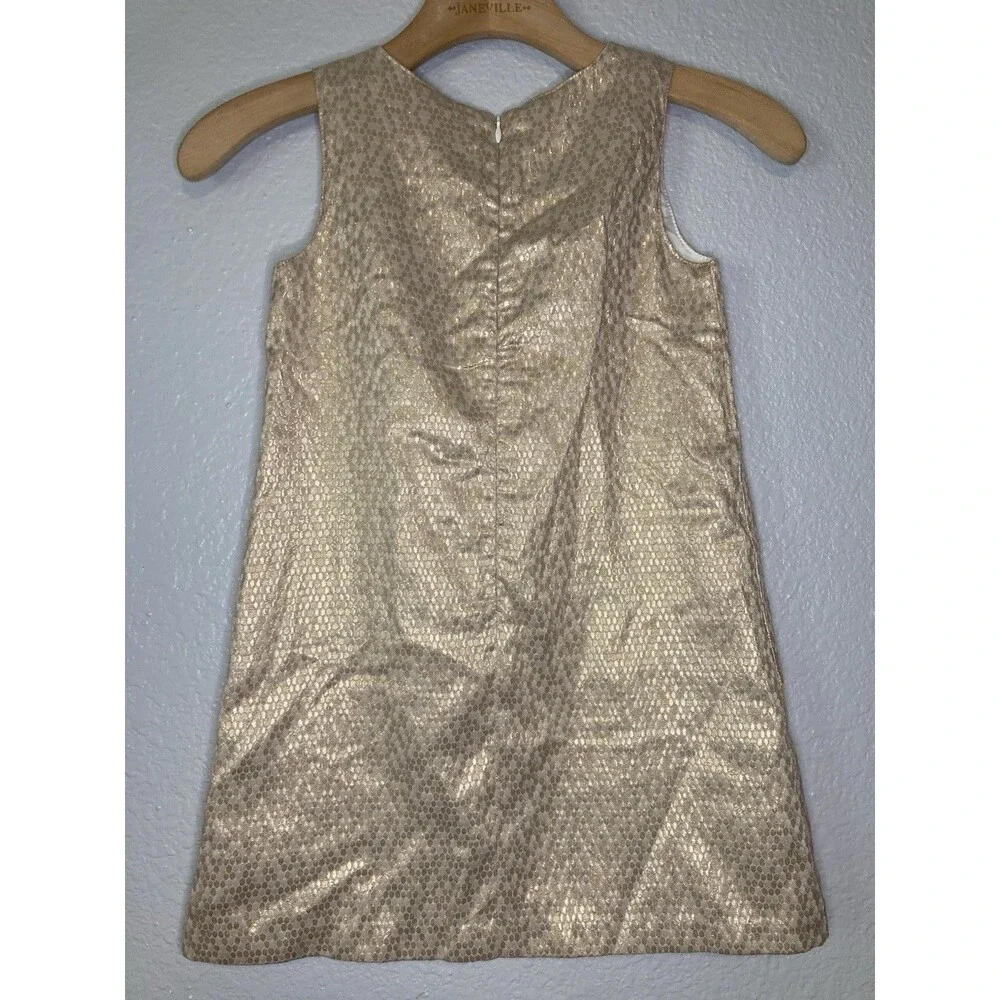 Gymboree Girls Size 7 Dress Gold Metallic Jeweled Lined Bling Embellished
